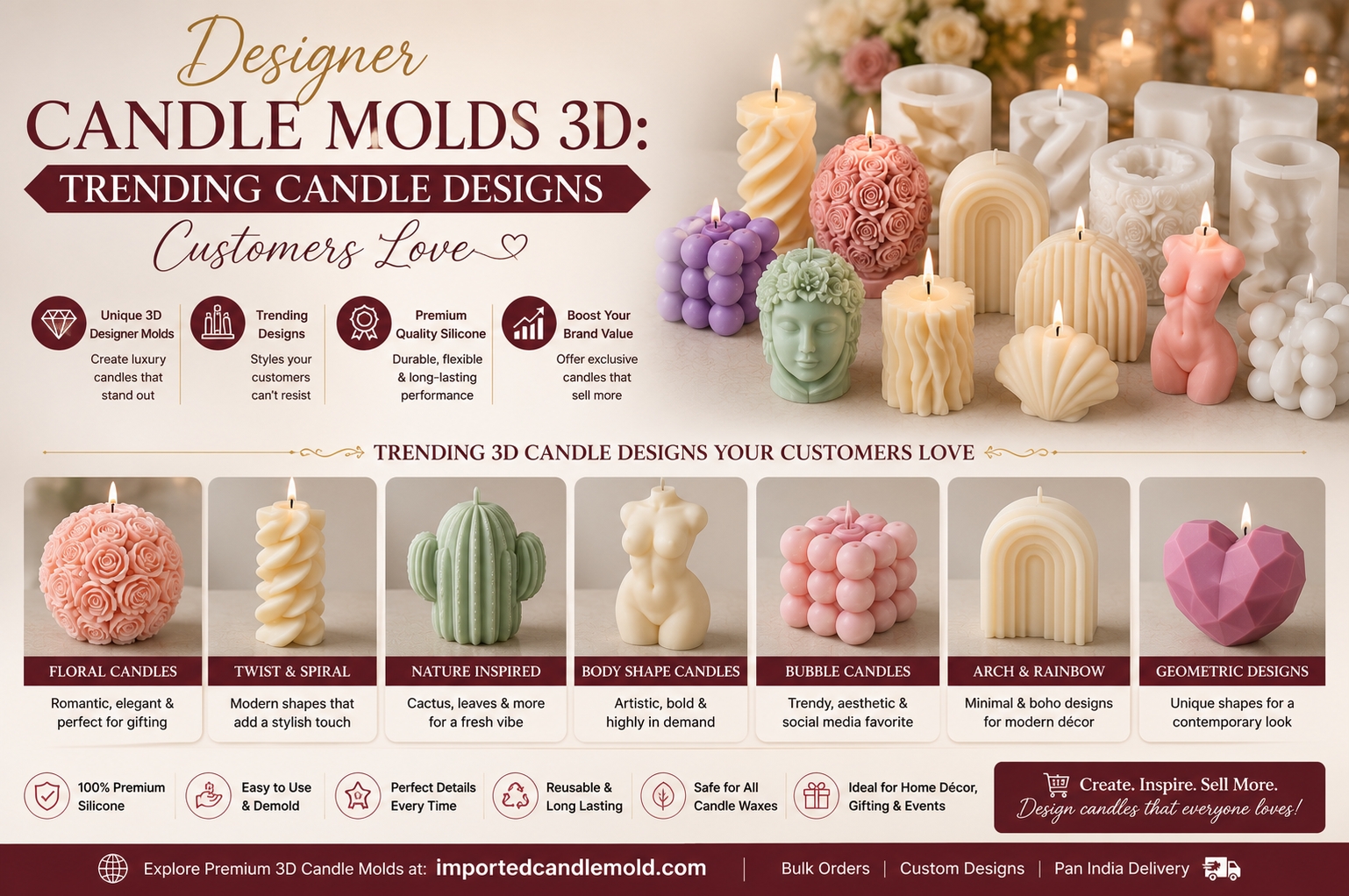 Designer Candle Molds 3D: Trending Candle Designs Customers Love
