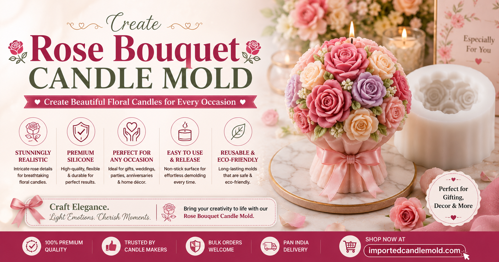 Rose Bouquet Candle Mold: Create Beautiful Floral Candles for Every Occasion