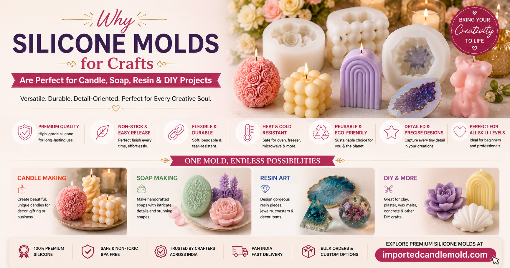 Why Silicone Molds for Crafts Are Perfect for Candle, Soap, Resin & DIY Projects