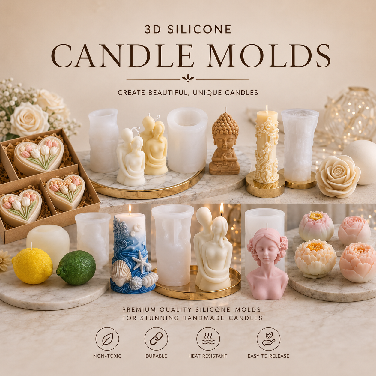3D SILICONE CANDLE MOLDS