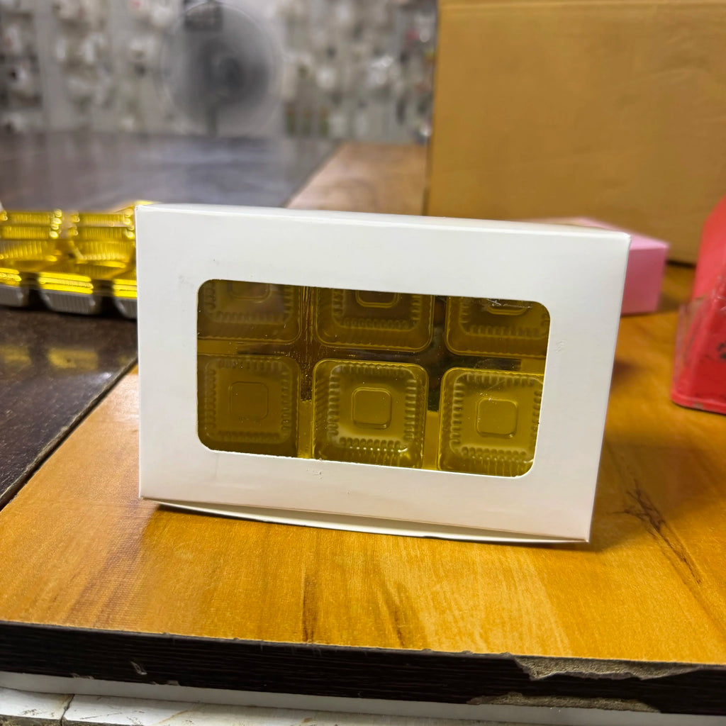 6 cavity ladoo box 25 pc with gold cavity