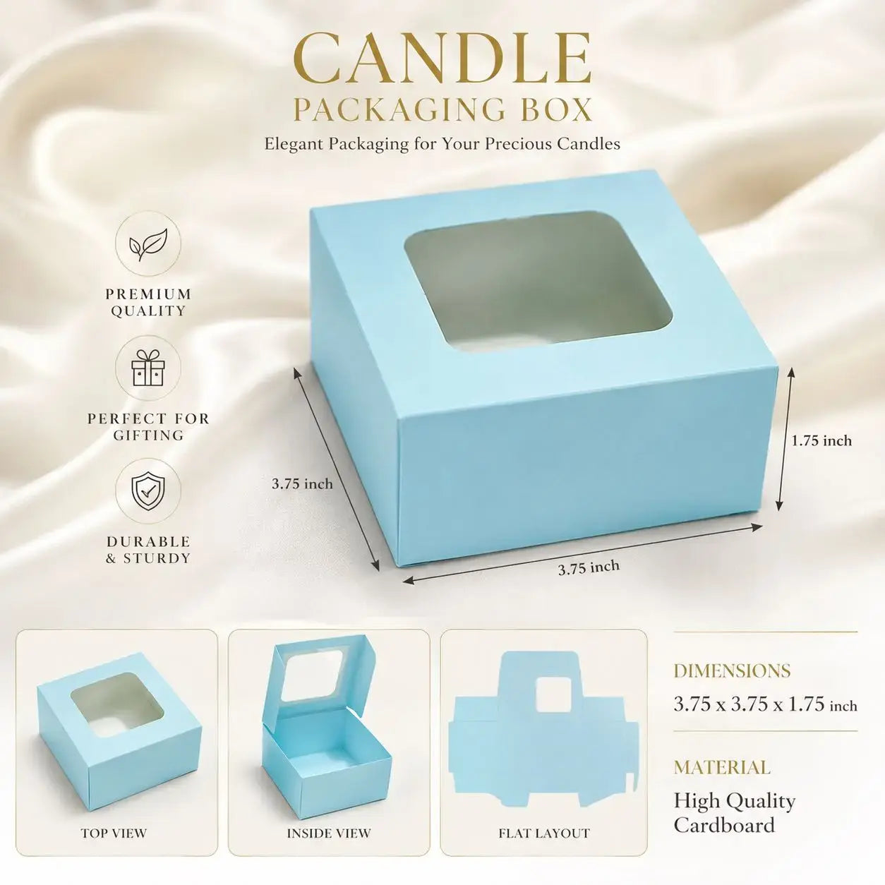 25 box 3.75-3.75-1.75 inch candle box