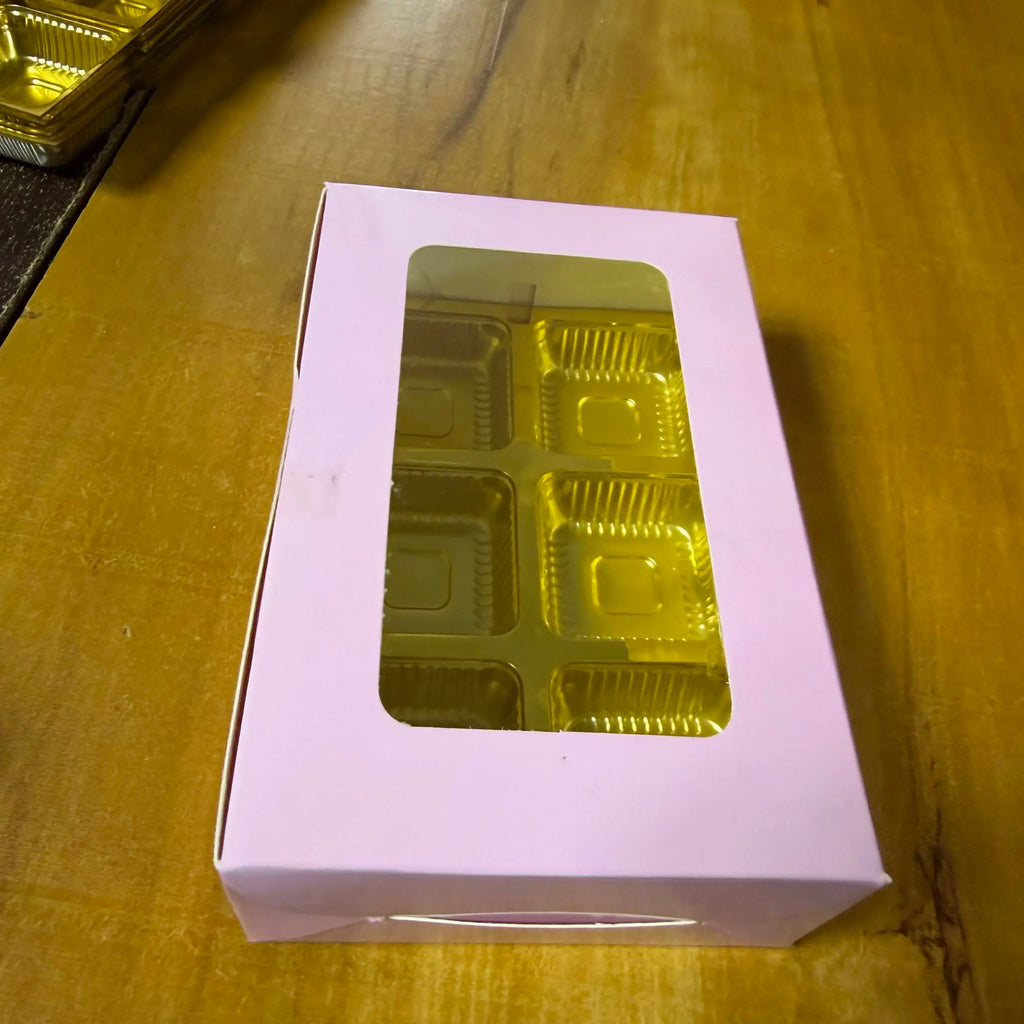 6 cavity ladoo pink box with gold cavity25 pc