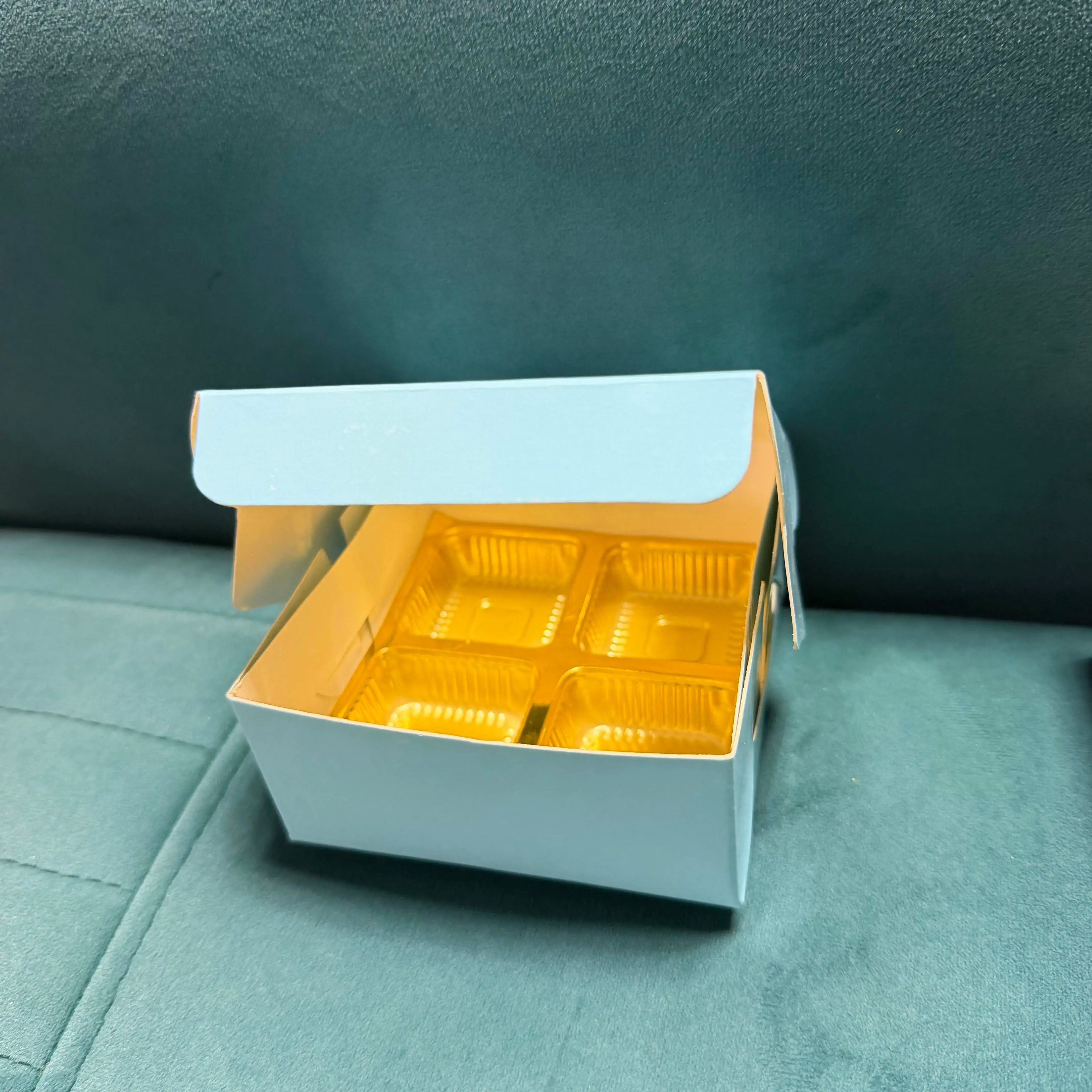 25 box 4 cavity ladoo box with golden cavity