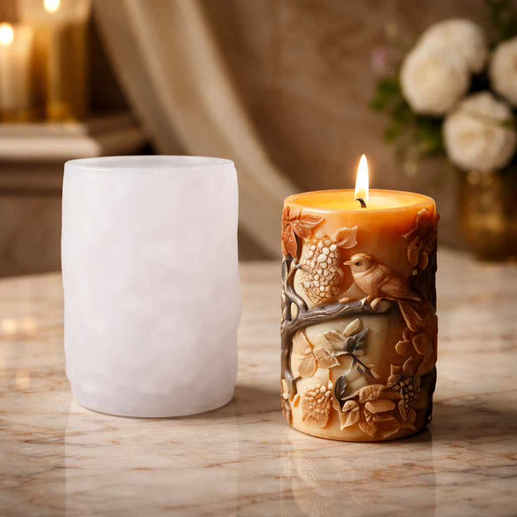 Birds pillar candle mold A