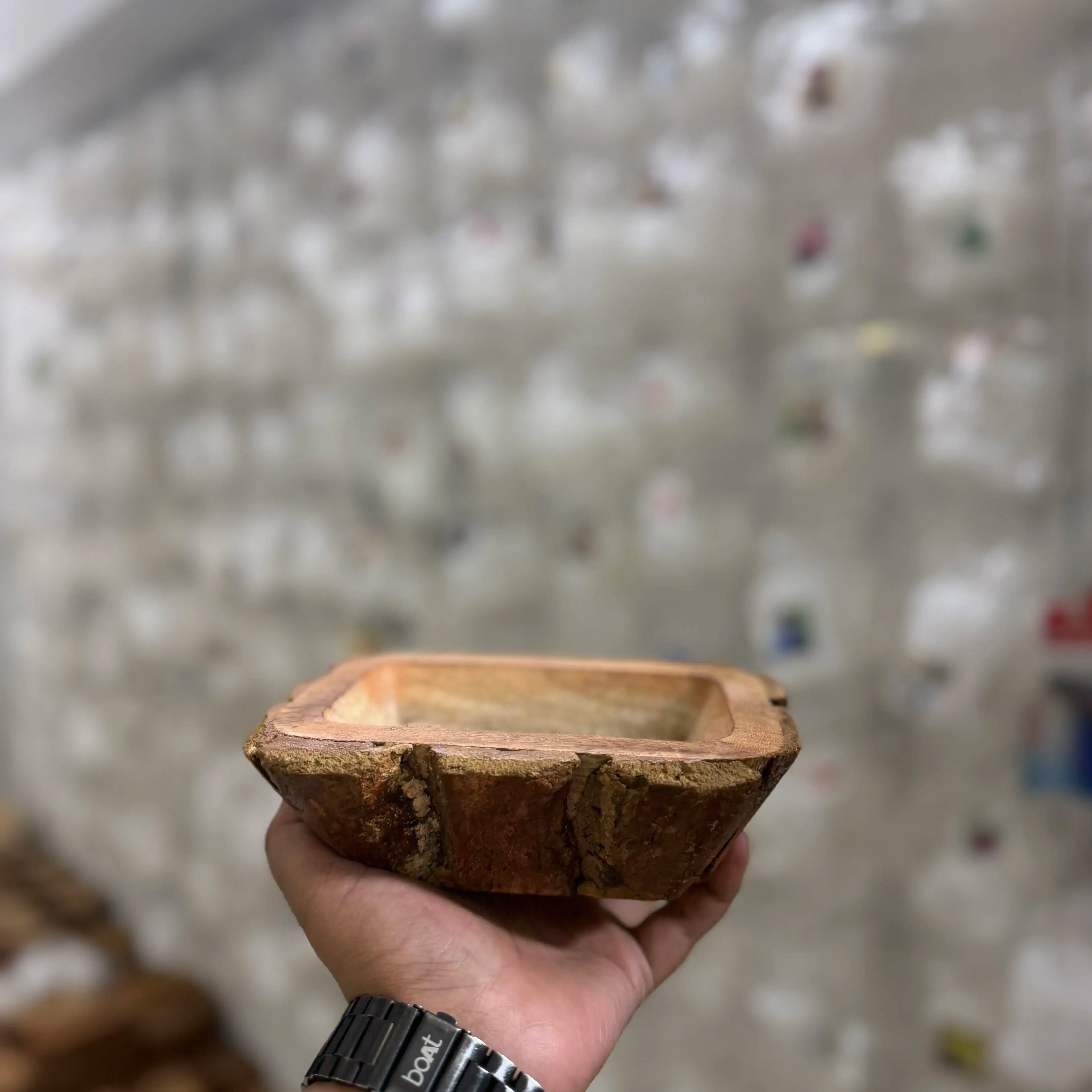 6 inch wooden bowl for bark texture