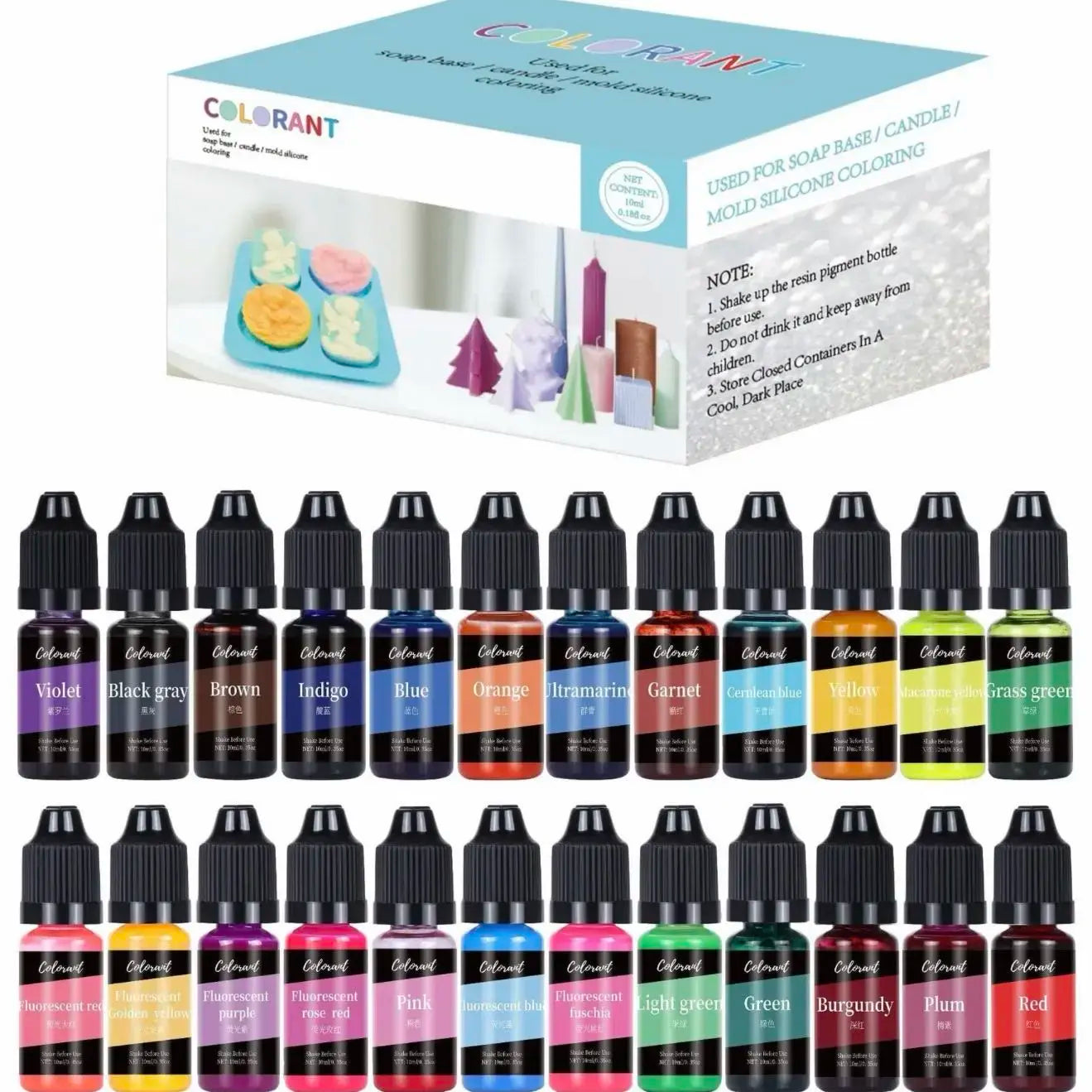 Colourant for shop and candle imported china colour 24 shades box
