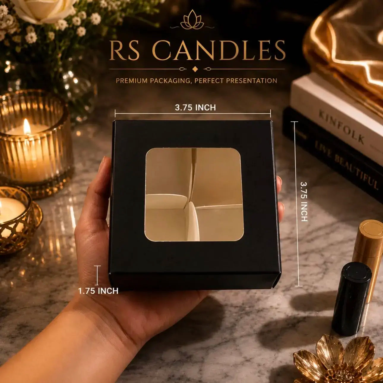 Black box 25 pc 3.75-3.75-1.75 inch laddu box