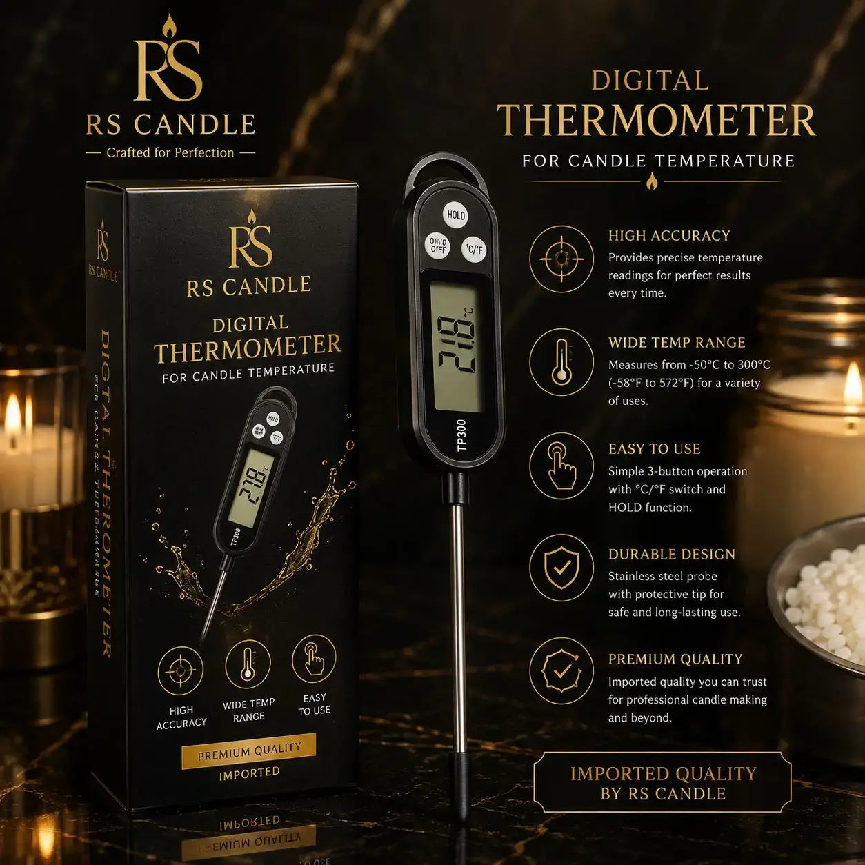 Thermometer for candle