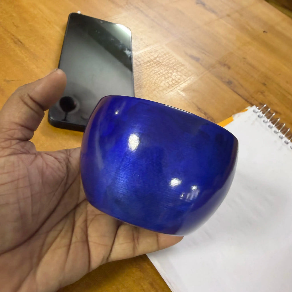 Blue bowl for making evil eye candle metal urli