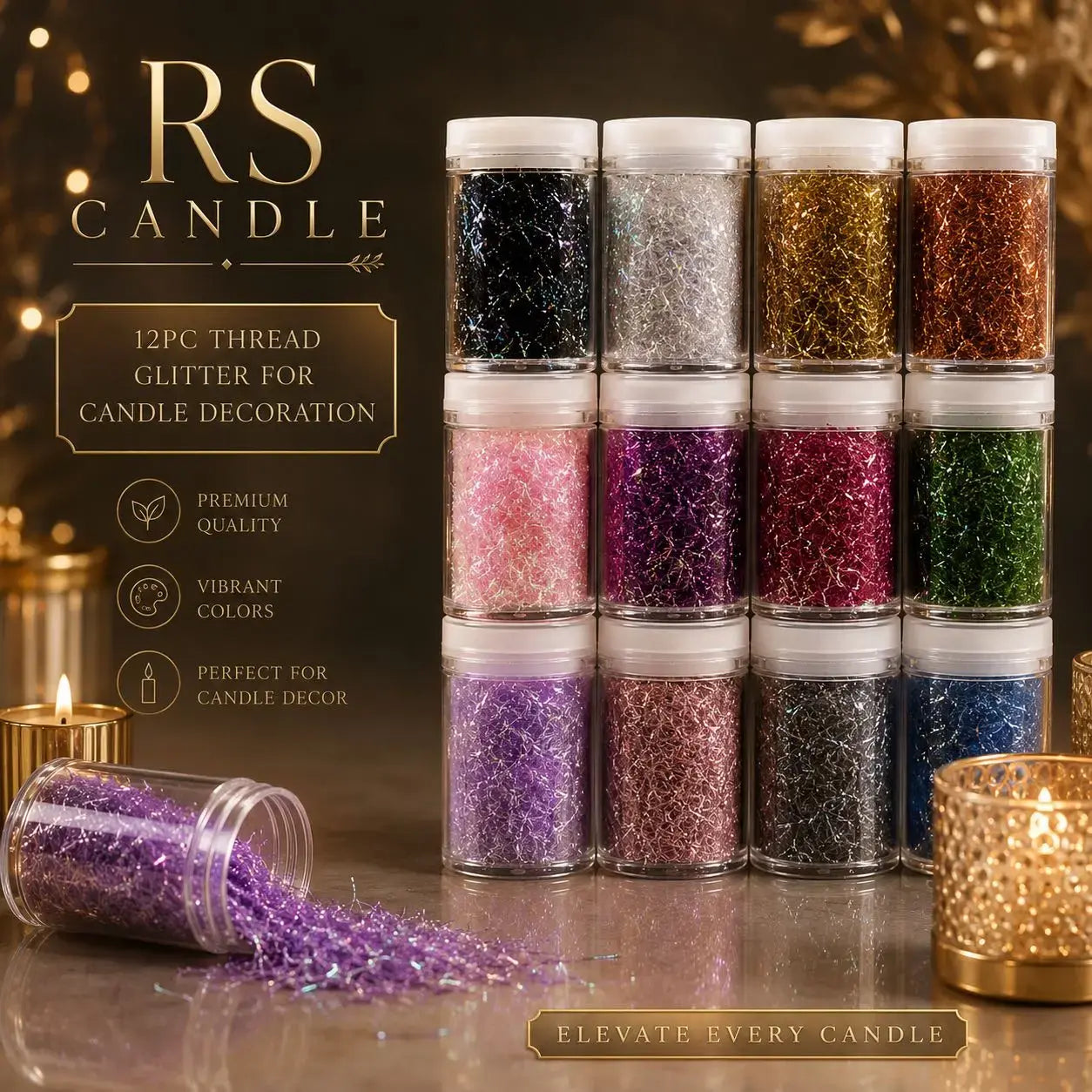 12 pc mini thread glitter for candle decoration
