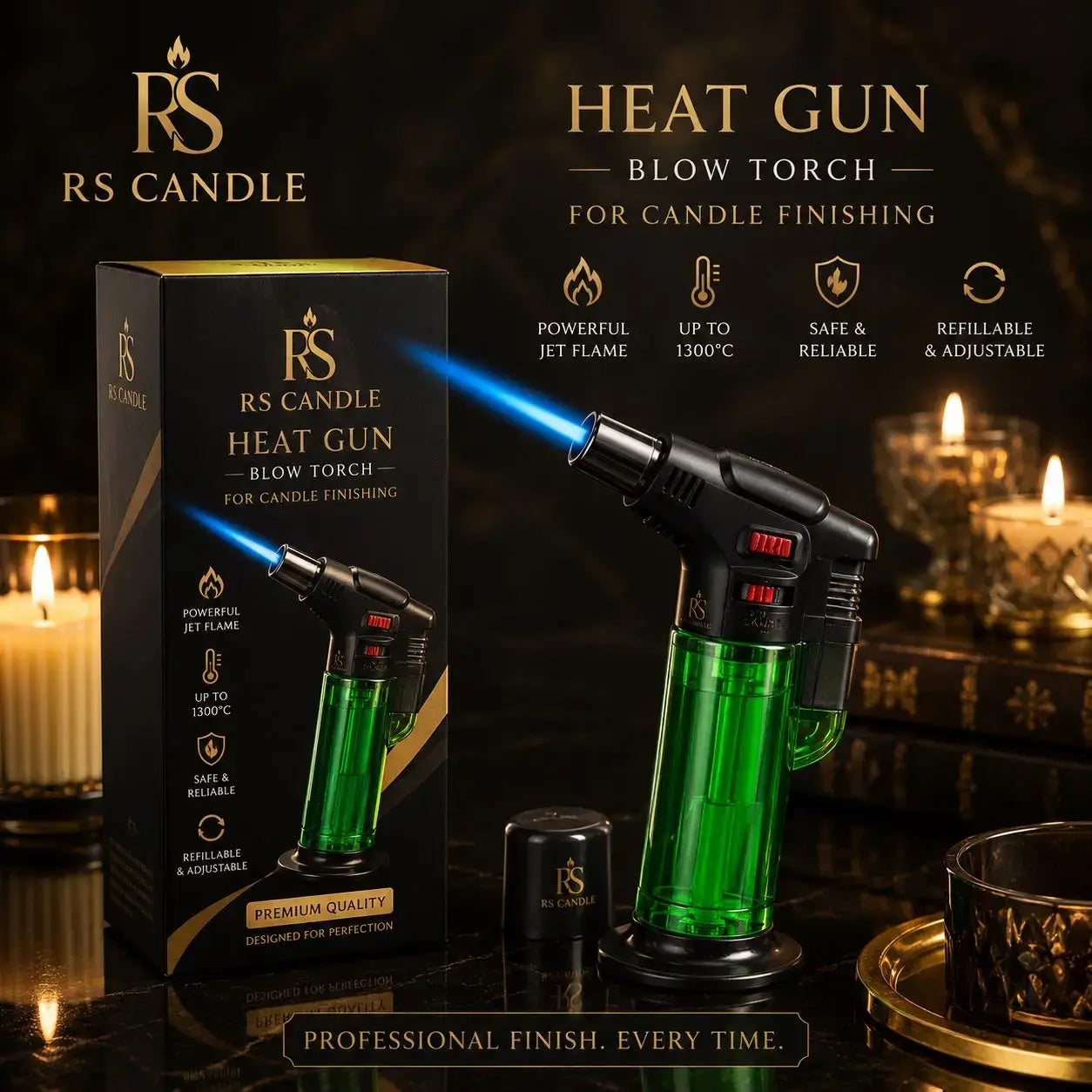 Blow torch for candle finishing