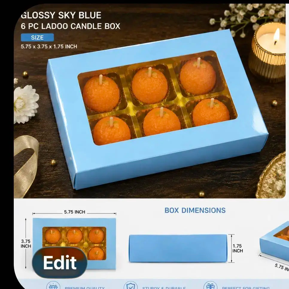 6 cavity ladoo box 25 pc with golden cavity