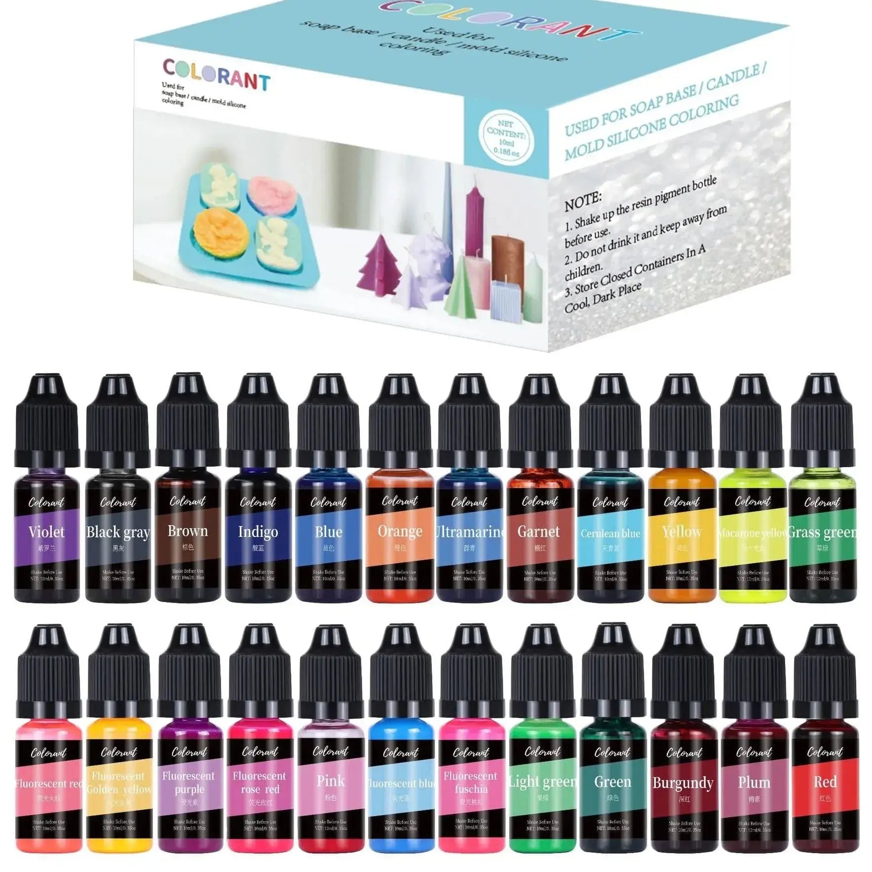 24 pc china candle or soap colour 10 ml each