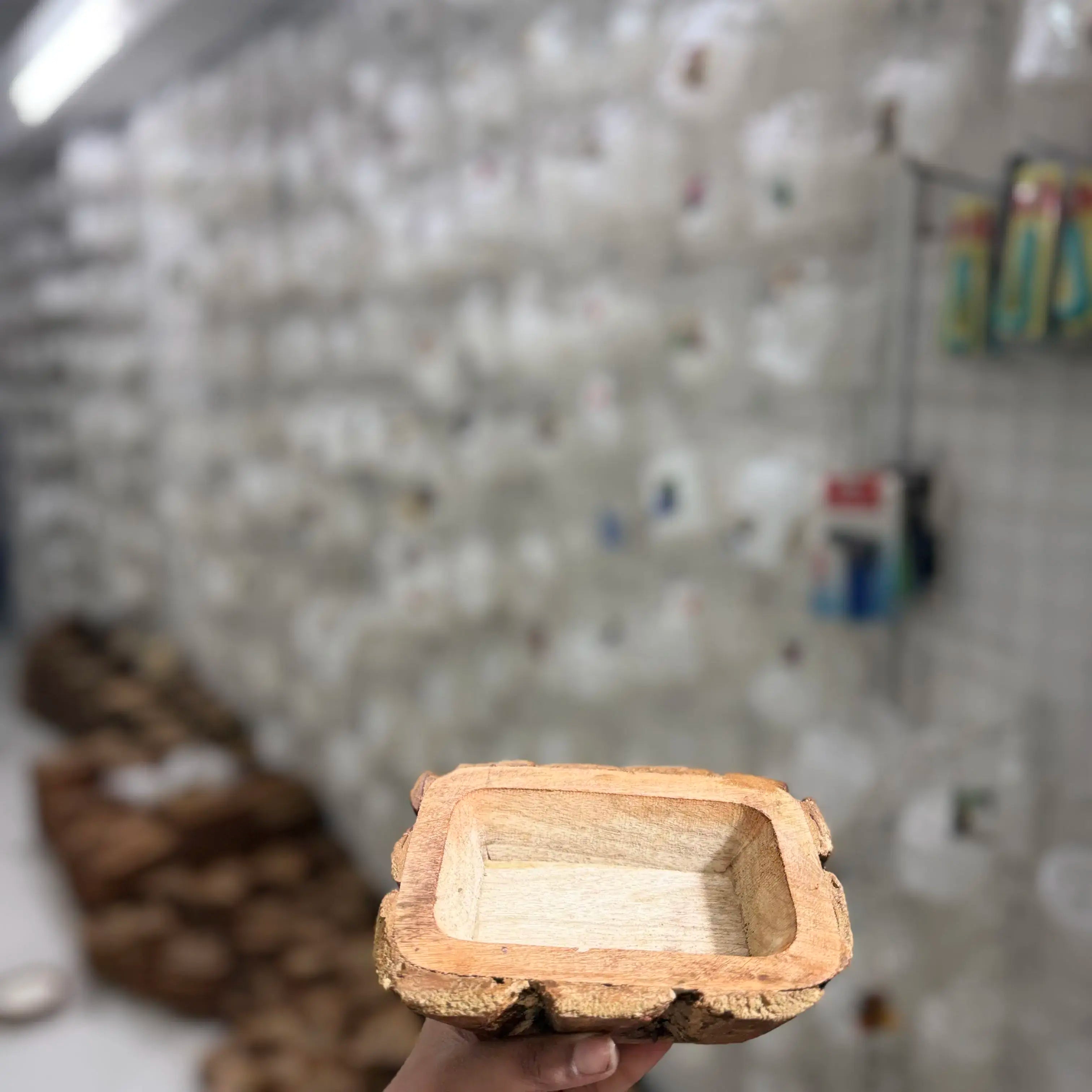 6 inch wooden bowl for bark texture