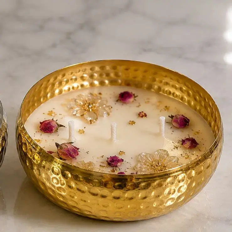 8 Inch Lotus Bowl Urli - Gold