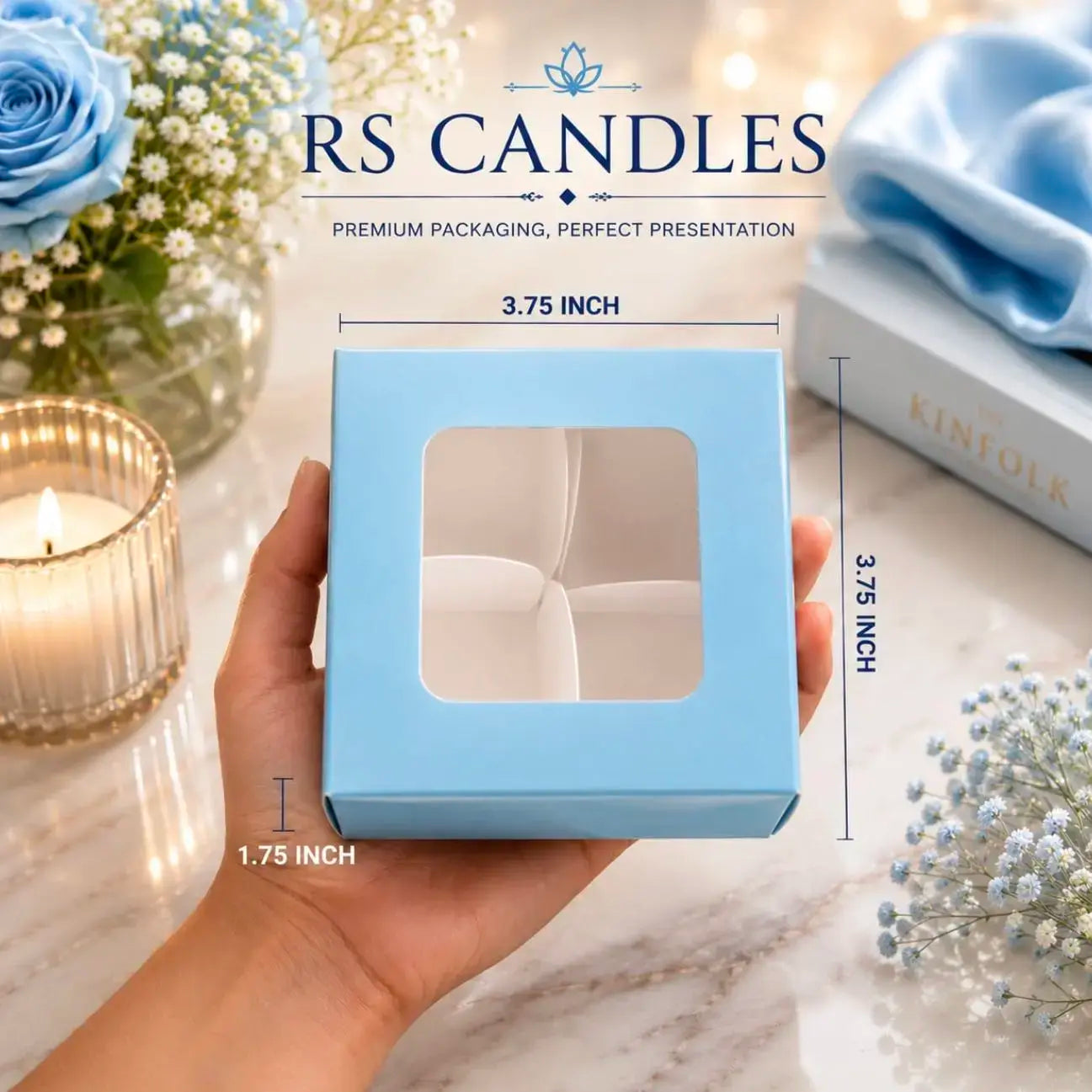 Blue box 25 pc laddu box 3.75-3.75-1.75 inch