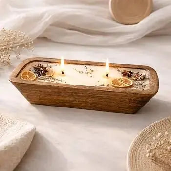 Wooden boat jar for candle making