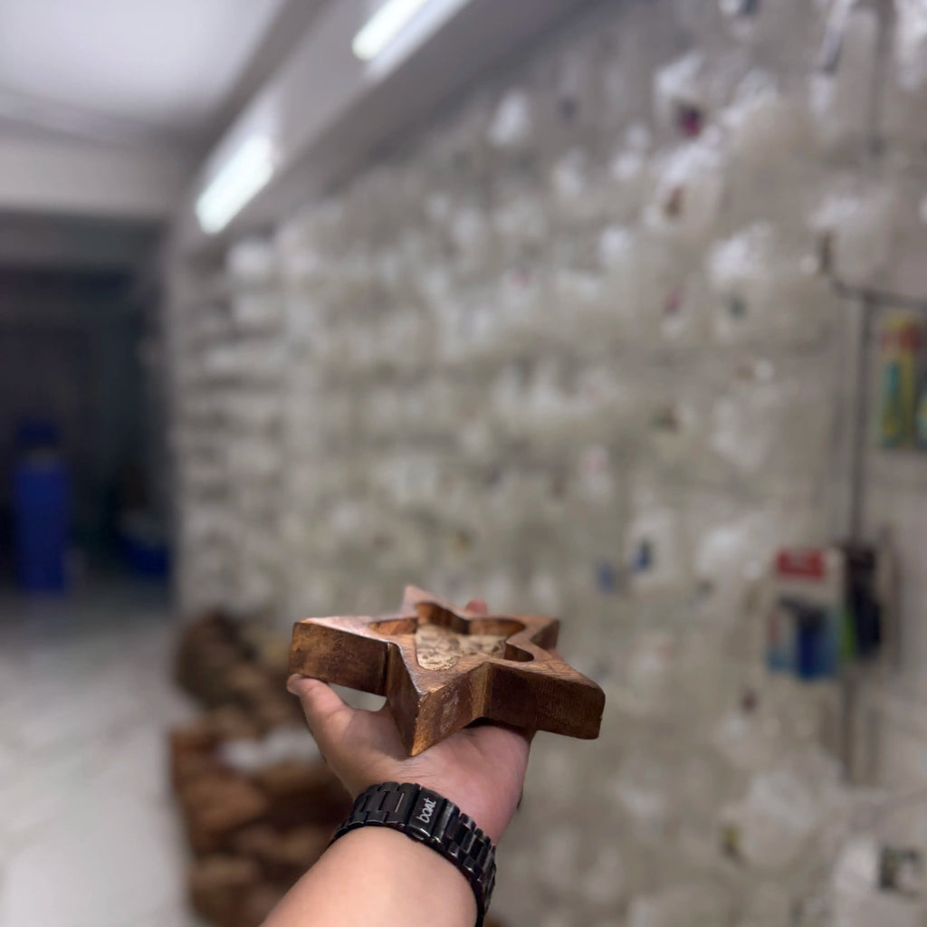 Star wooden bowl for candle making