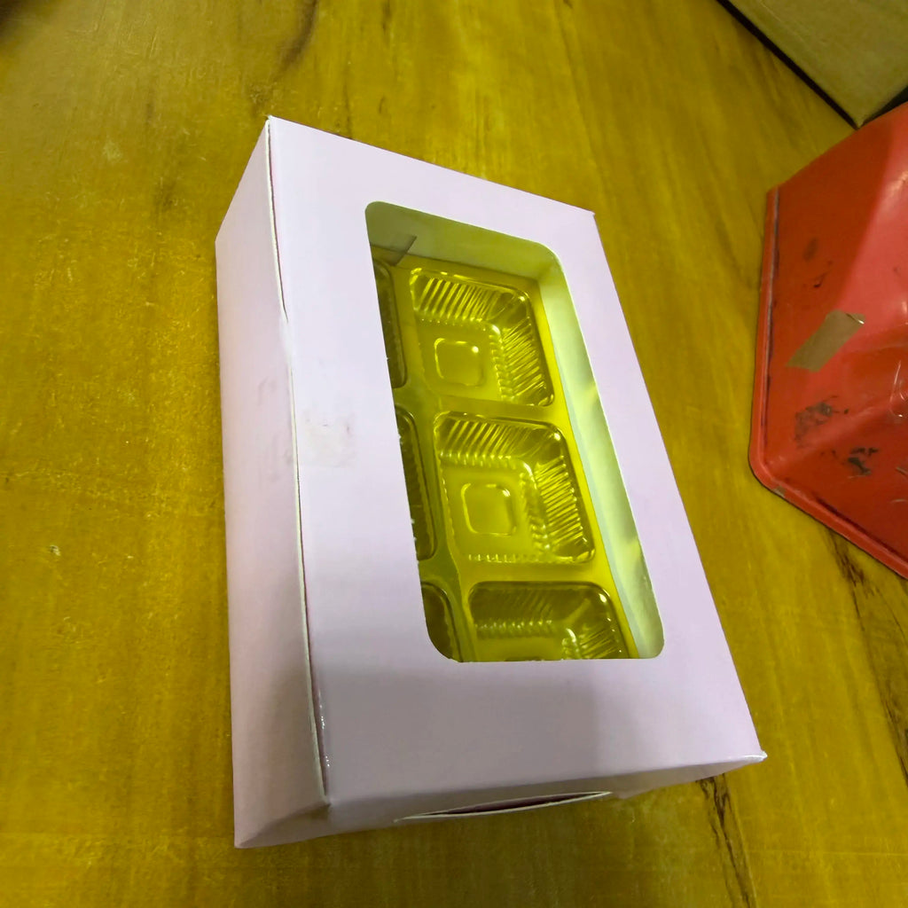 6 cavity ladoo pink box with gold cavity25 pc