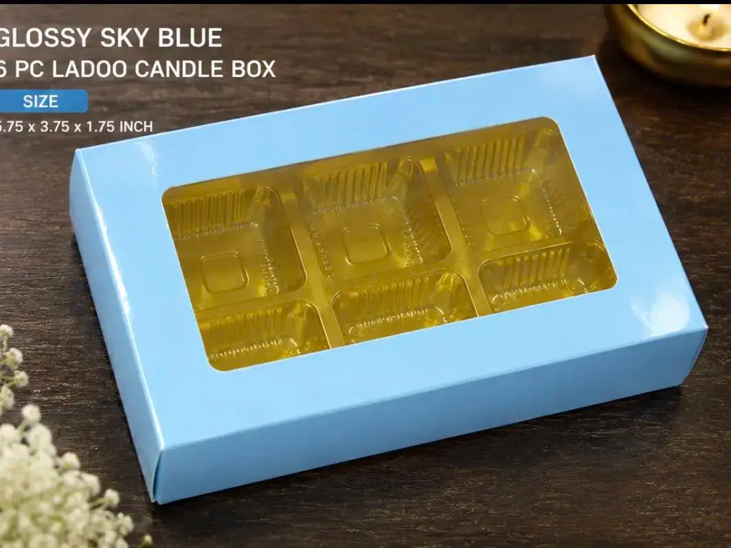 6 cavity ladoo box 25 pc with golden cavity