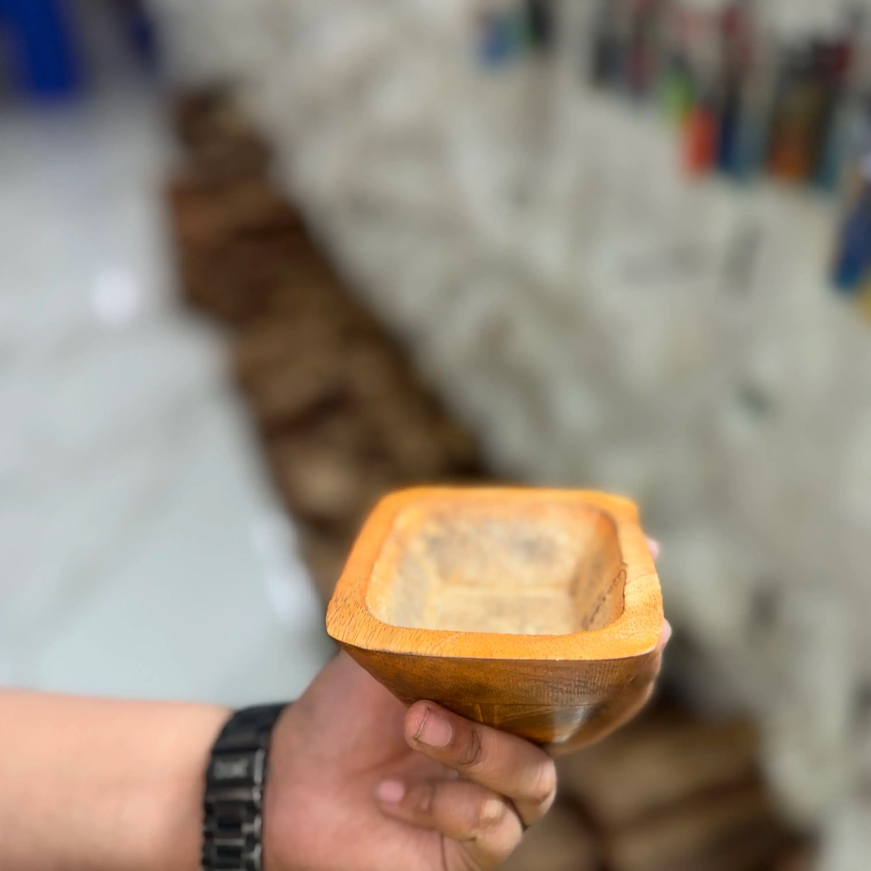 Square wooden bowl for candle making