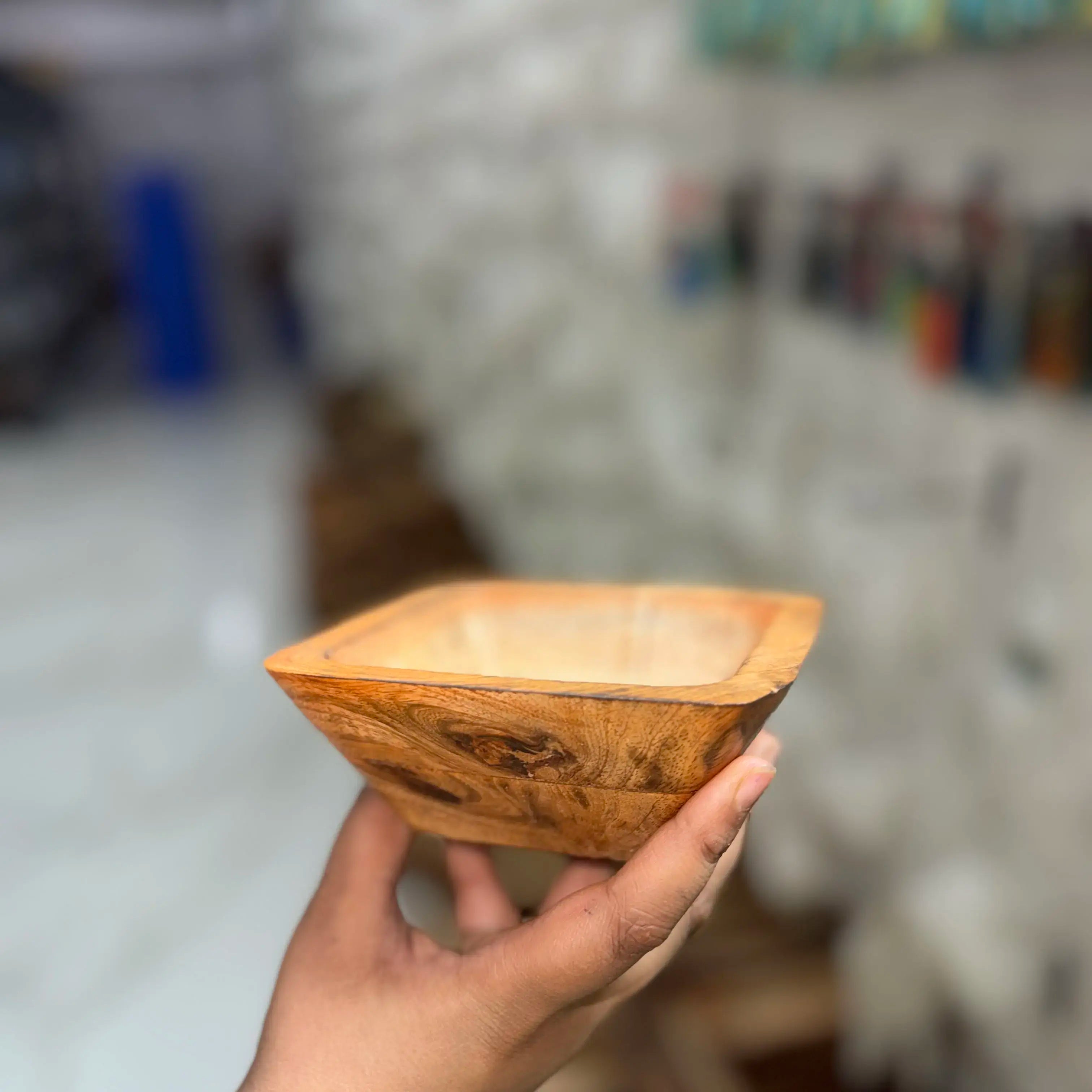 Square wooden bowl for candle making