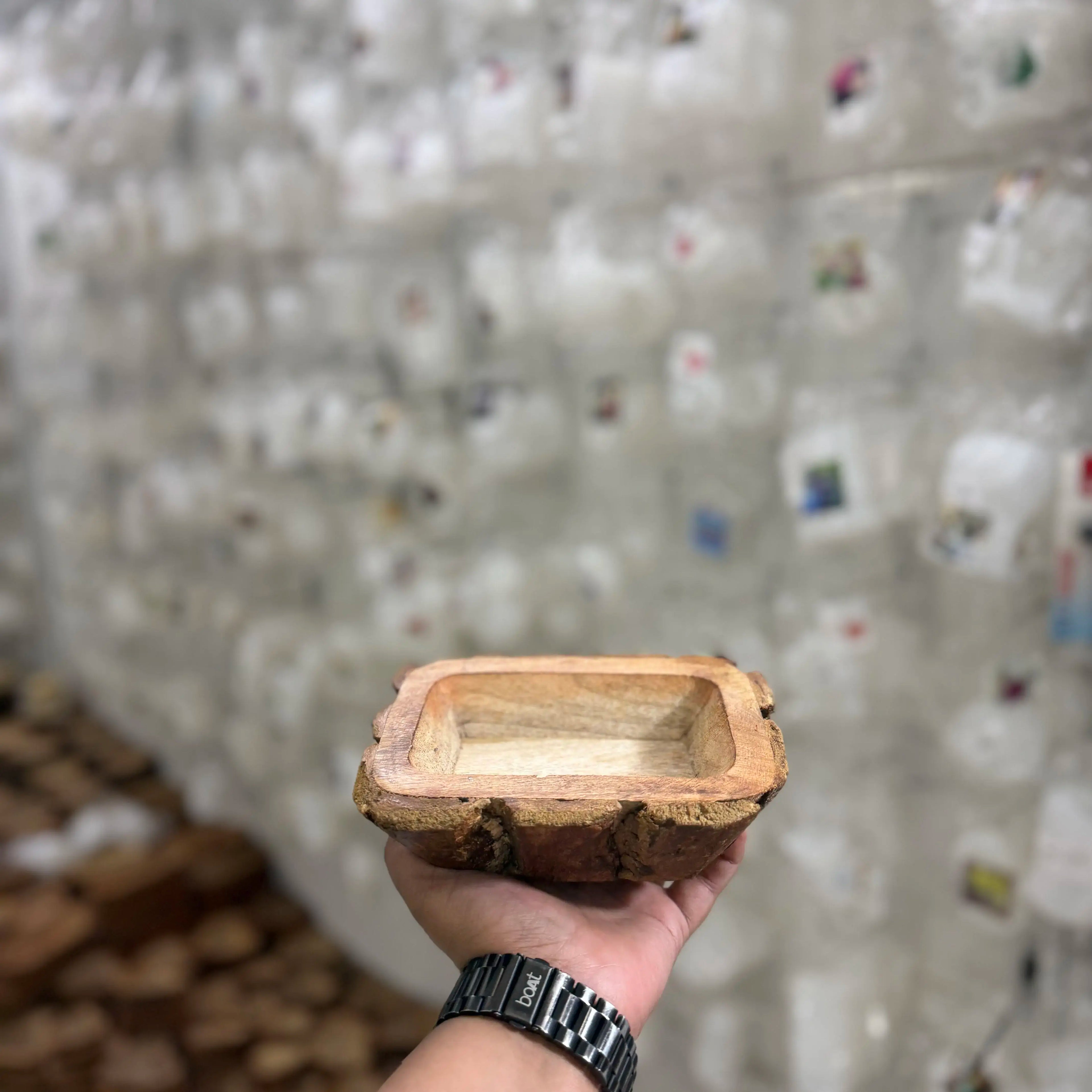 6 inch wooden bowl for bark texture