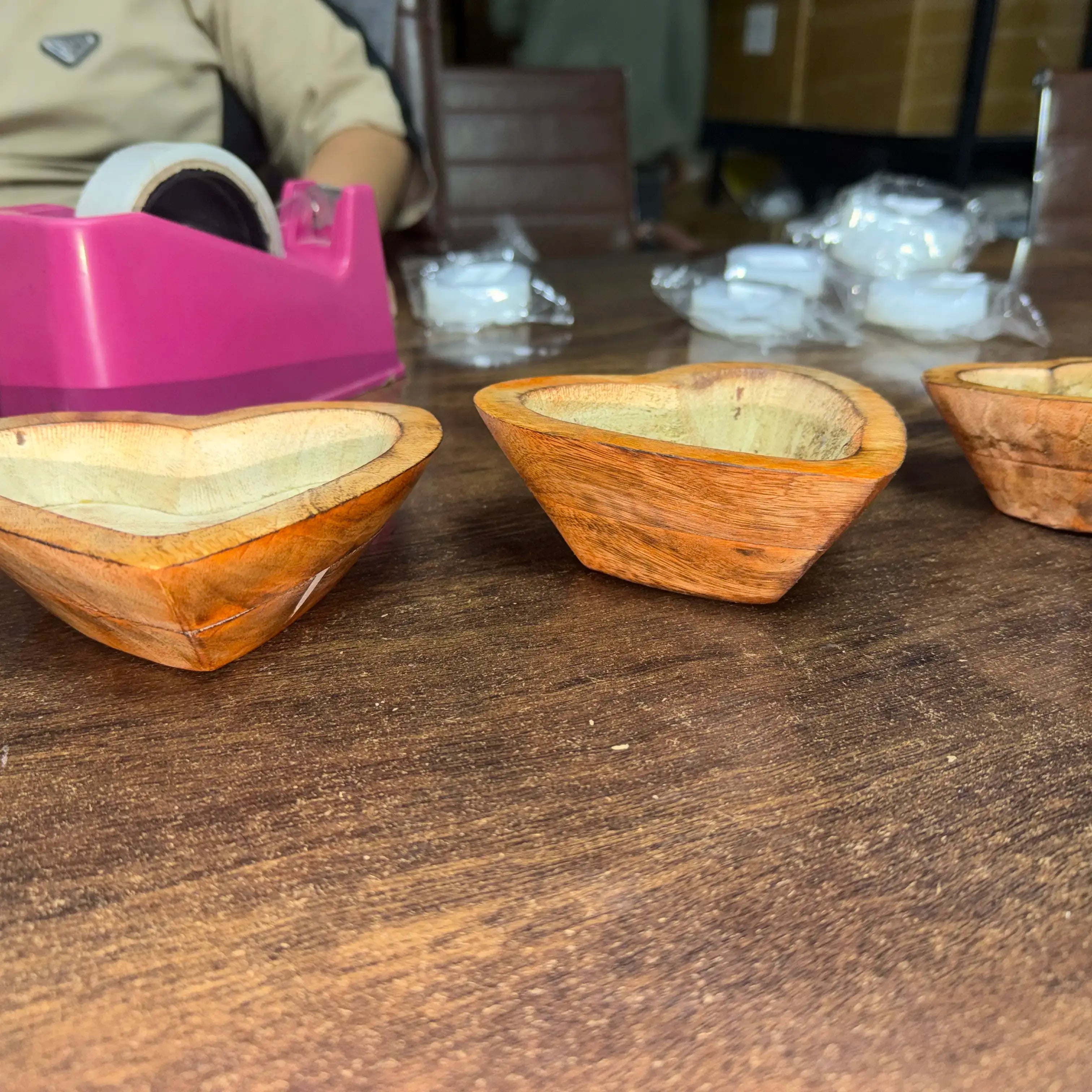Wooden heart bowl height 2 inch for candle making
