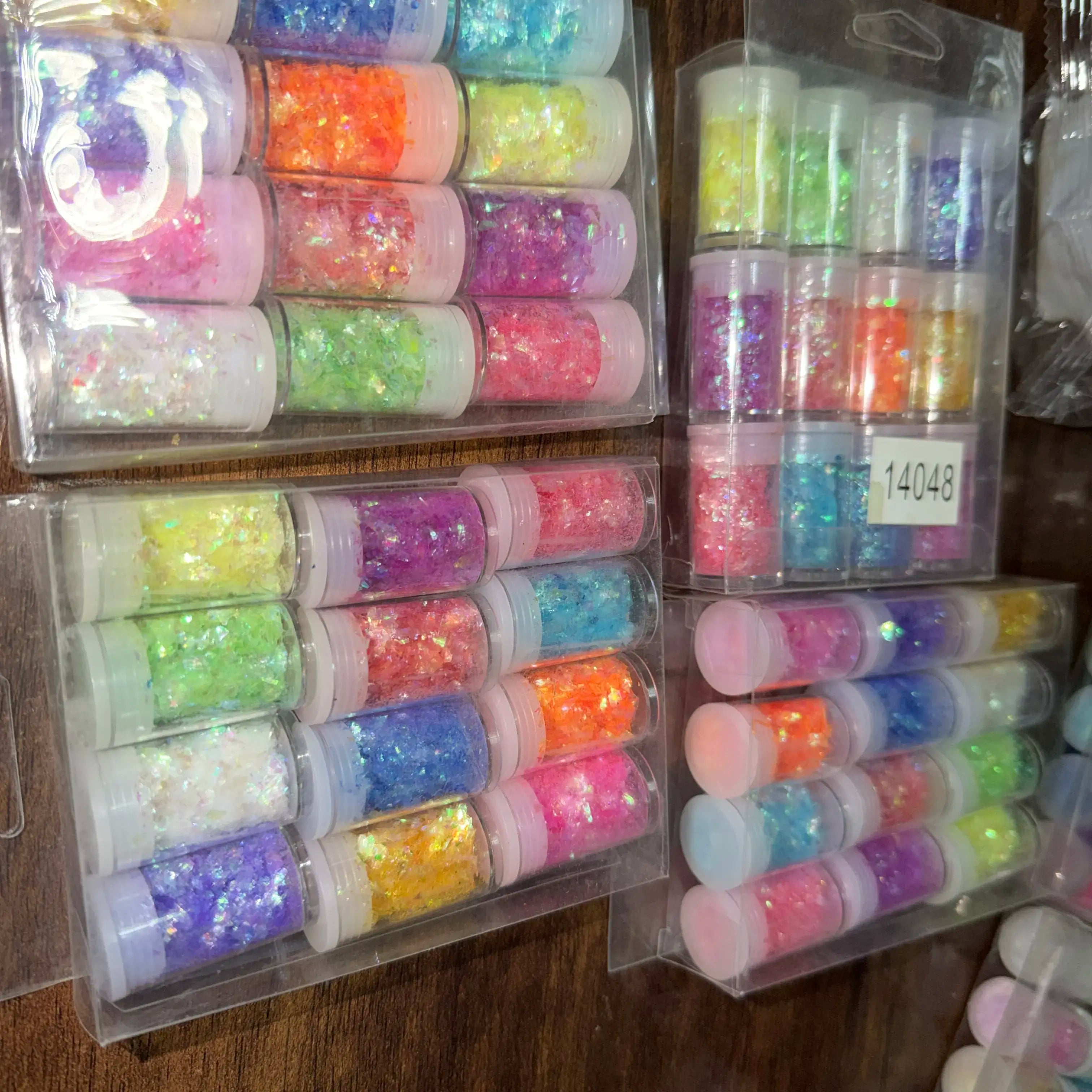 12 pc colour flakes mini bottles for decoration