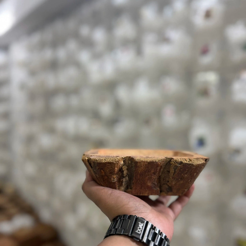 6 inch wooden bowl for bark texture