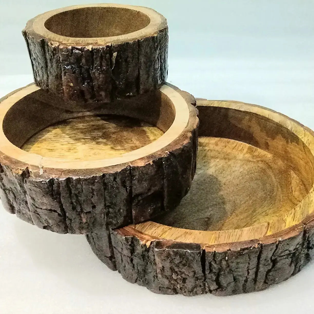 Bark wooden bowl for candle making ki