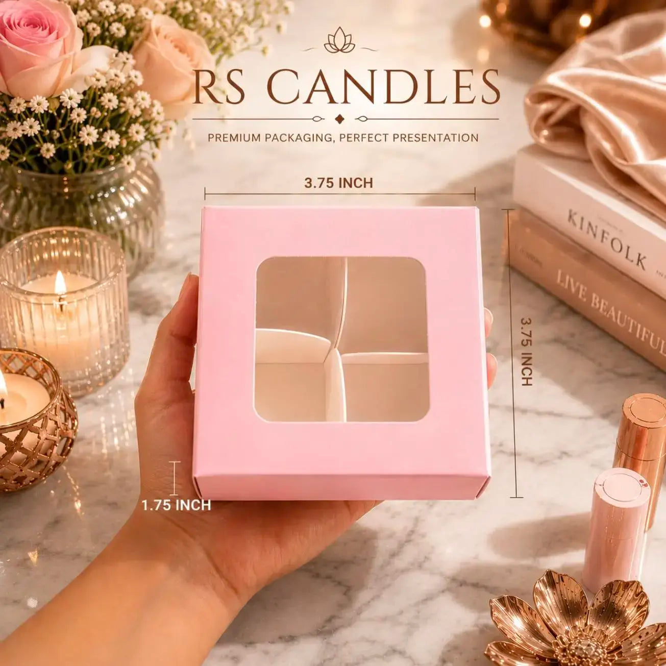 Baby pink 25 pc box 3.75-3.75-1.75 inch box ladoo box