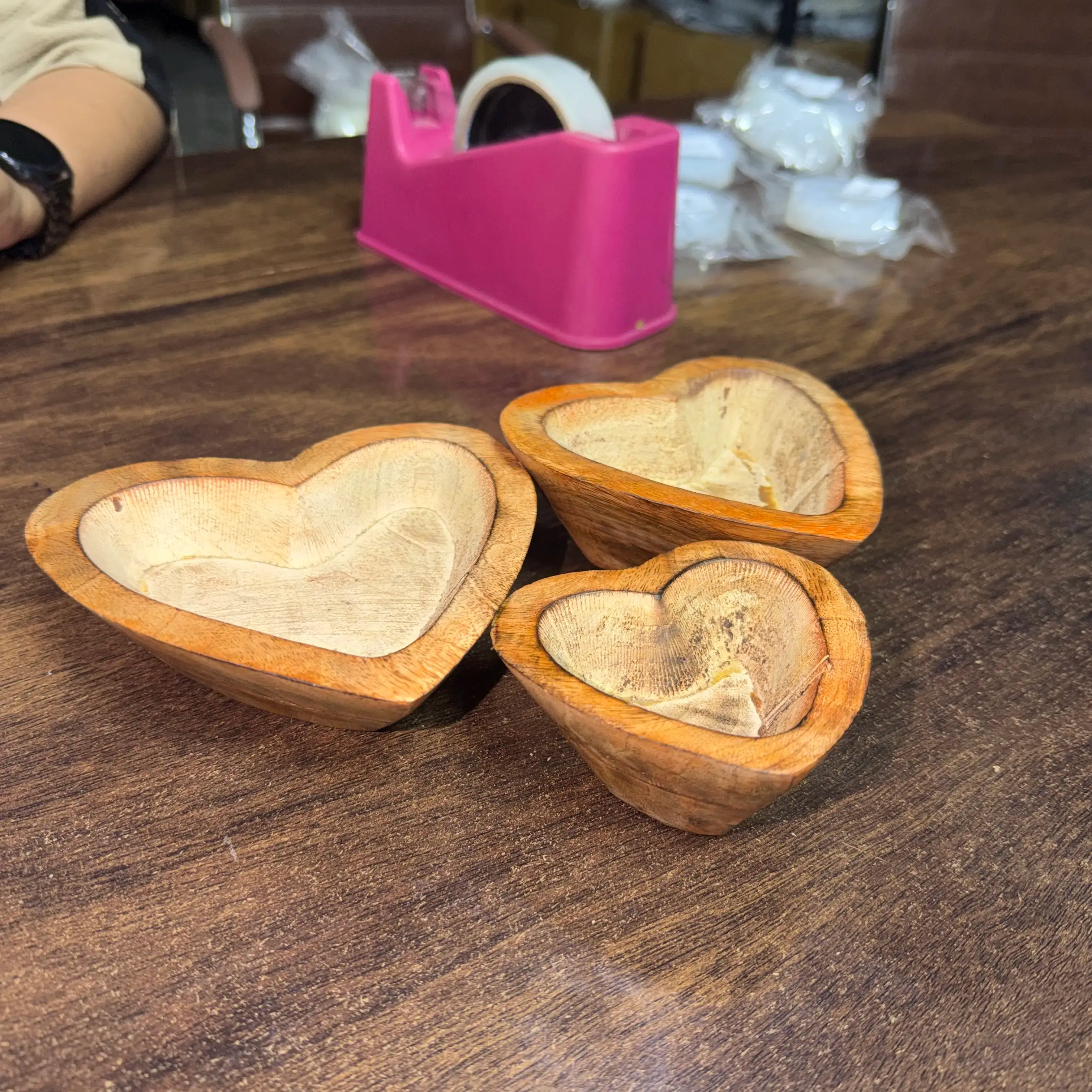 Wooden heart bowl height 2 inch for candle making