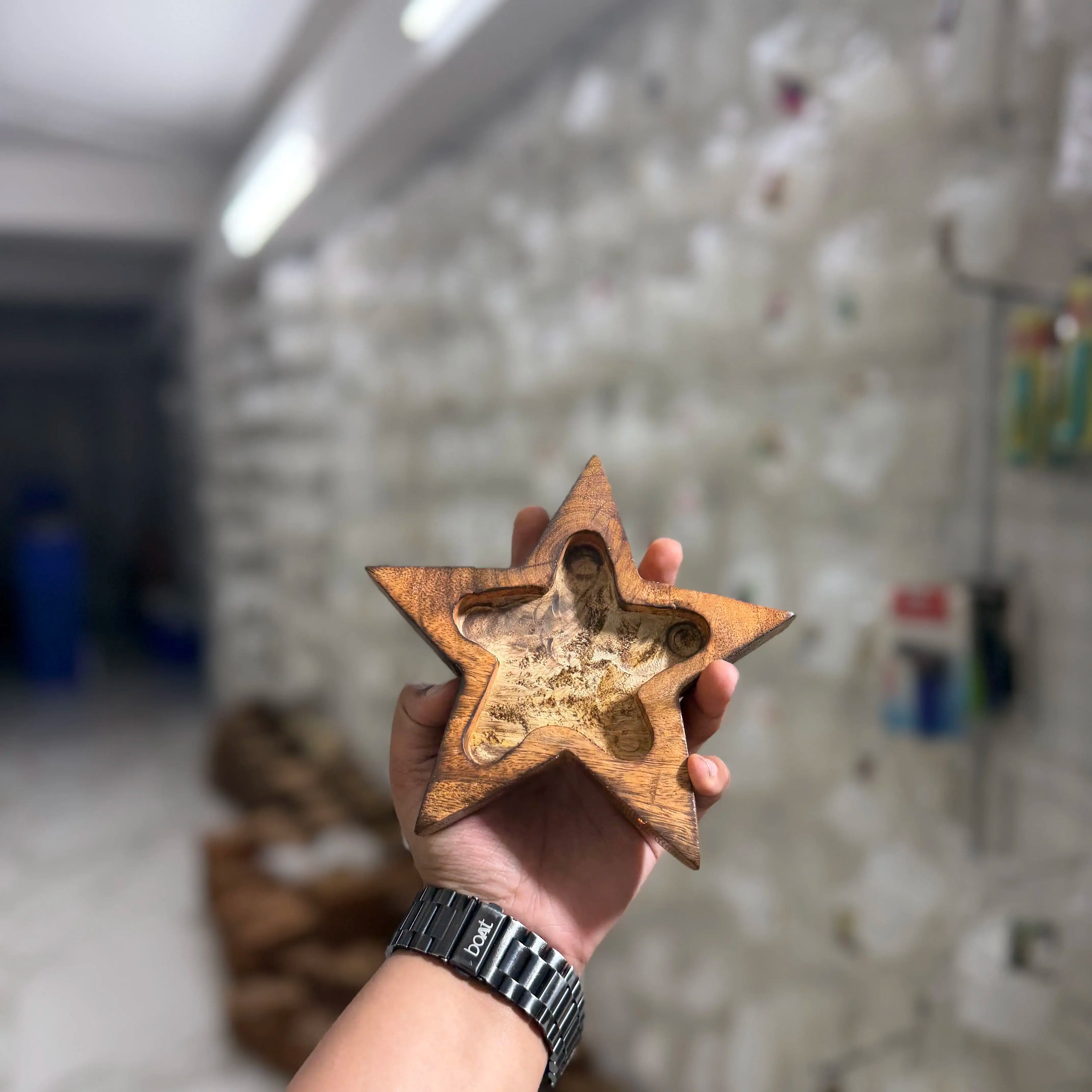 Star wooden bowl for candle making