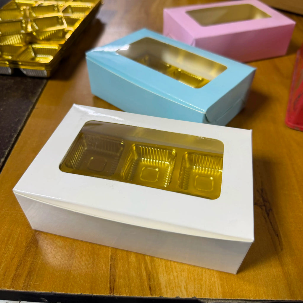 6 cavity ladoo box 25 pc with gold cavity