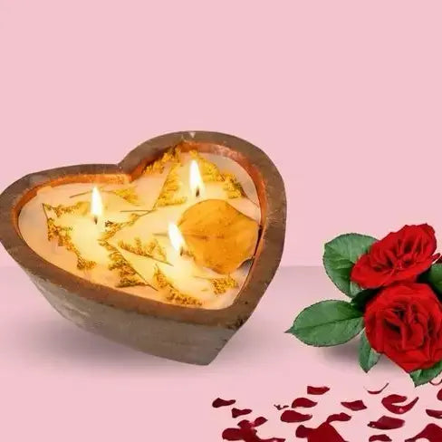 Wooden heart bowl height 2 inch for candle making